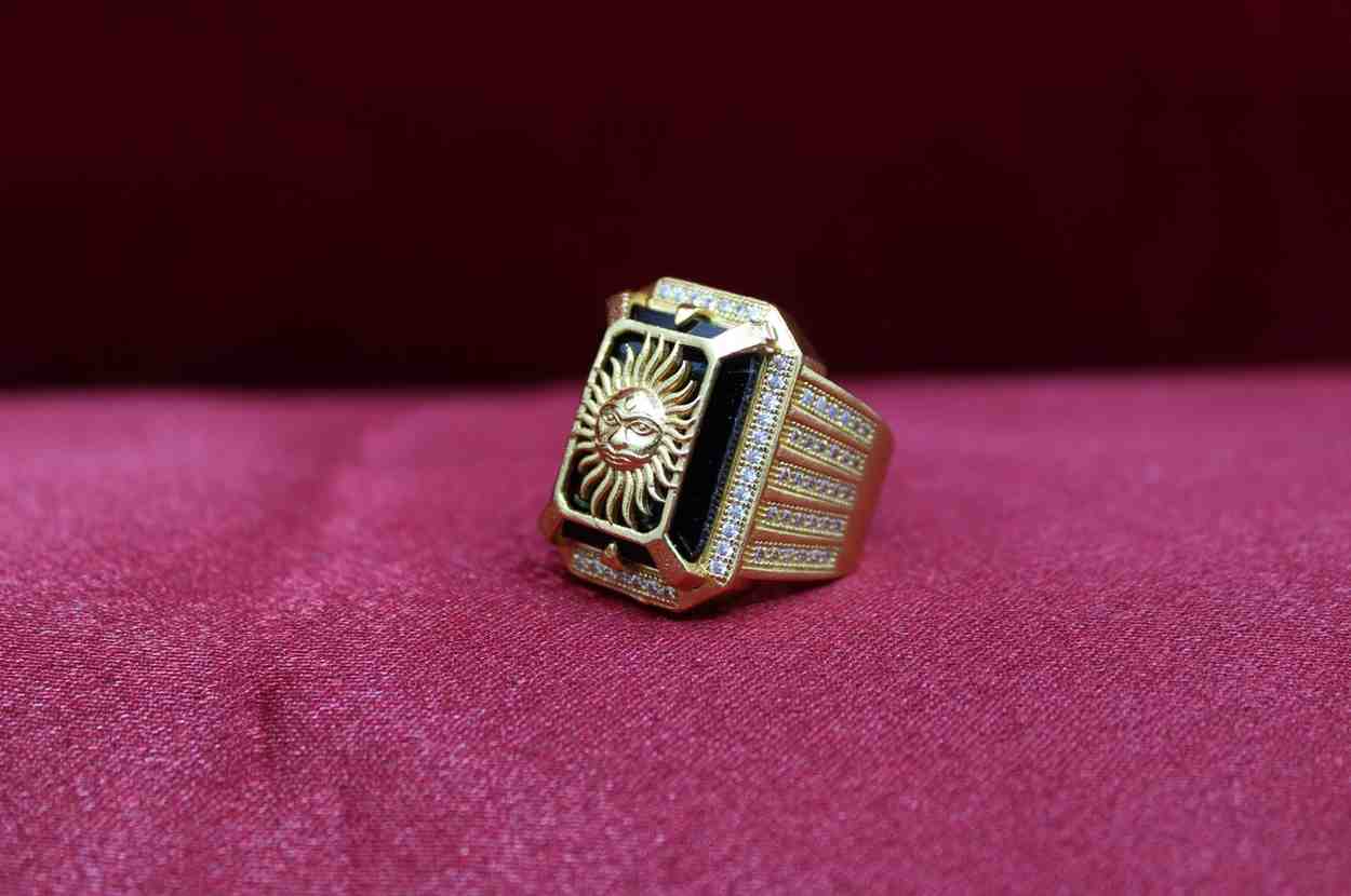 1 Gram Gold Plated Sun With Diamond Best Quality Ring For Men