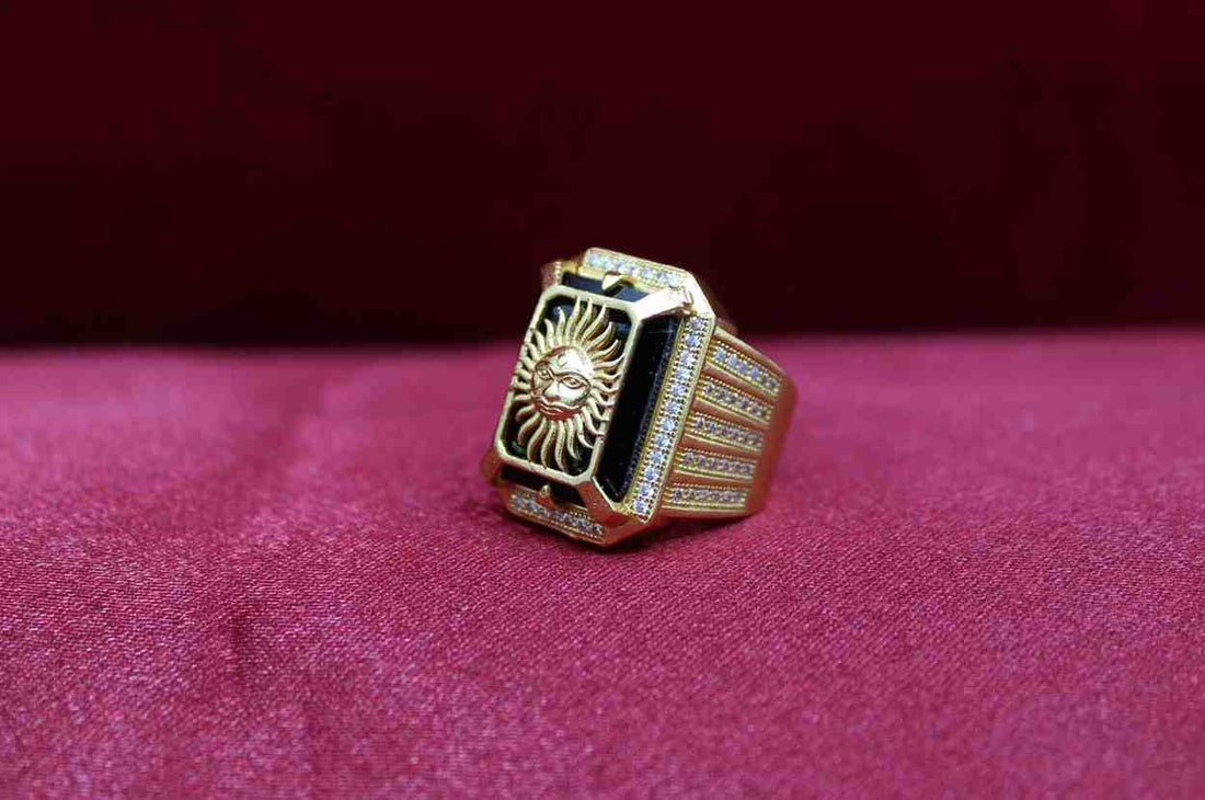 1 Gram Gold Plated Sun With Diamond Best Quality Ring For Men