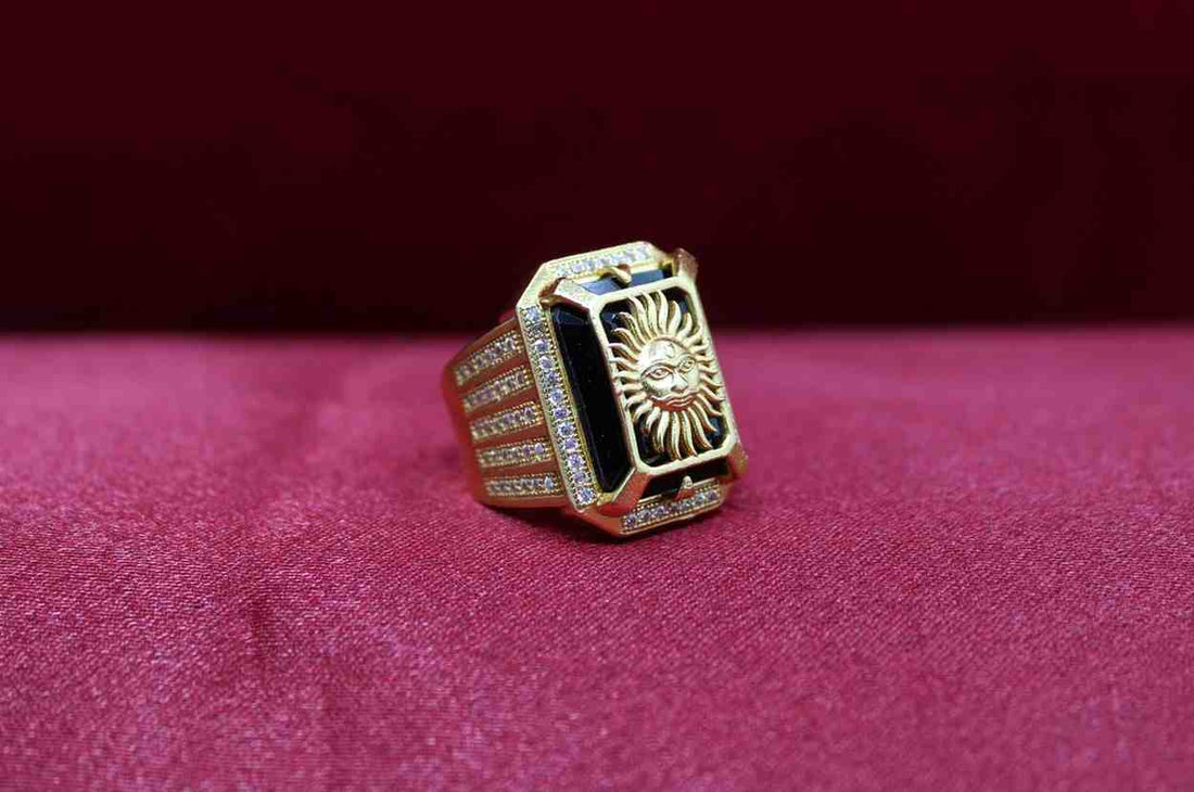 1 Gram Gold Plated Sun With Diamond Best Quality Ring For Men