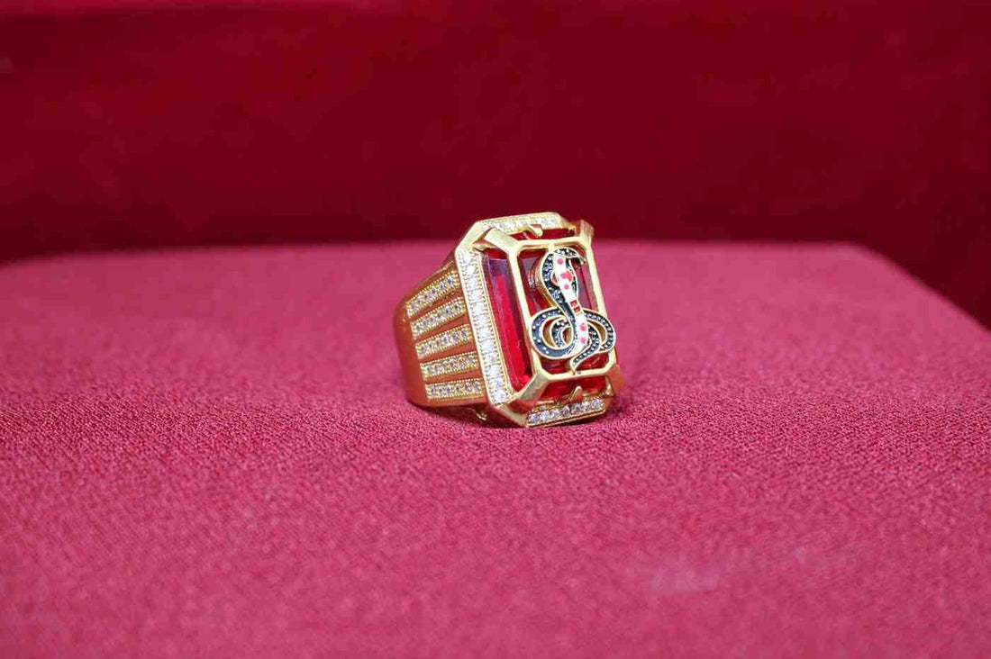 1 Gram Gold Plated Goga Maharaj With Diamond Best Quality Ring For Men