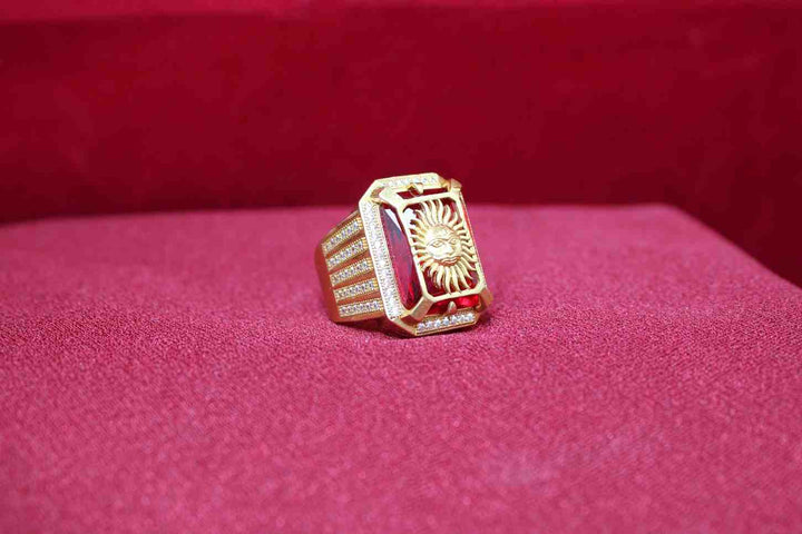 1 Gram Gold Plated Sun With Diamond Best Quality Ring For Men