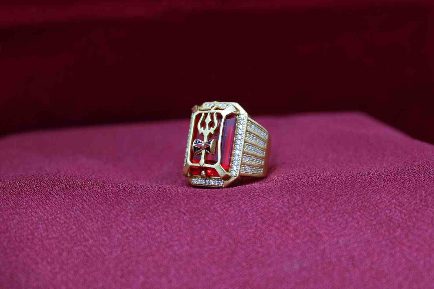 1 Gram Gold Plated Shiv On Black Stone Gorgeous Design Ring For Men