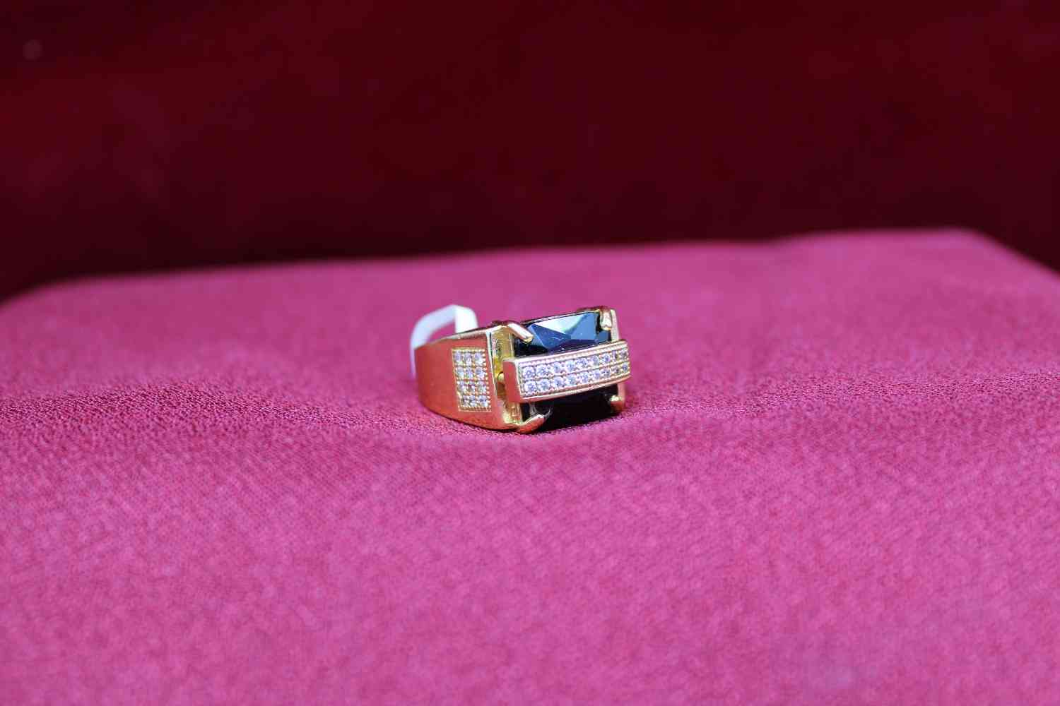 1 Gram Gold Plated Red Stone With Diamond Best Quality Ring For Men