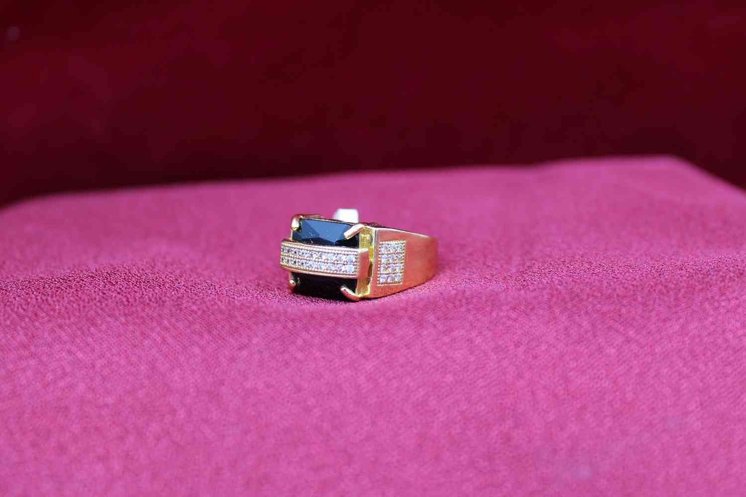 1 Gram Gold Plated Red Stone With Diamond Best Quality Ring For Men