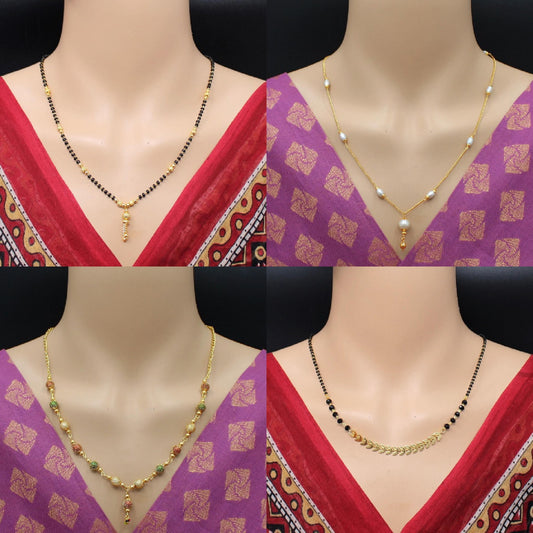 Soni Jewellery New Stylist Classy Mangalsutra Combo Pack Of 4 Alloy Mangalsutra For Women (Pack Of 4 Short Mangalsutra)