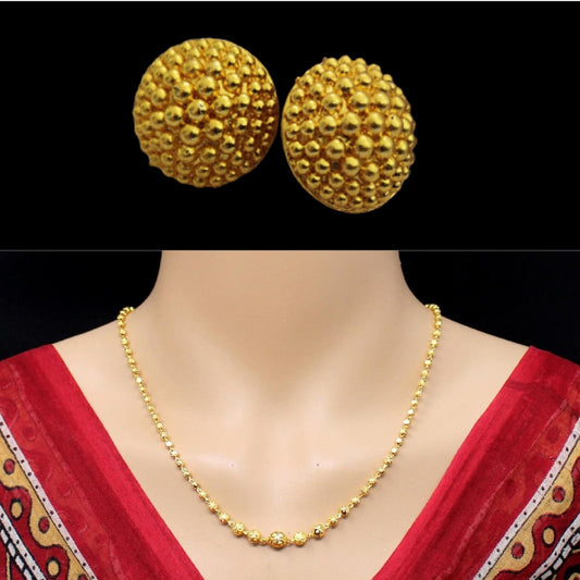 Soni Jewellery New Stylist Classy Necklace & Chain With Earring Tops For Women (Pack Of 2) (1 Necklace & chain, 1 Golden Earring Tops)