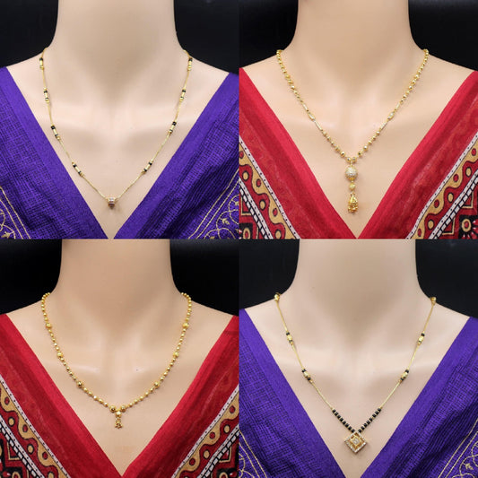Soni Jewellery New Stylist Classy Mangalsutra Combo Pack Of 4 Alloy Mangalsutra For Women (Pack Of 4 Short Mangalsutra)