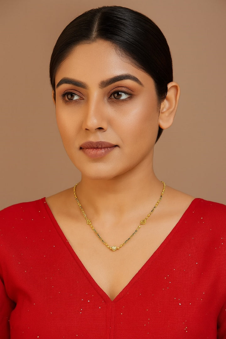 Elegant Daily Wear Gold-Plated Mangalsutra – Minimal Black Bead Necklace for Modern Women